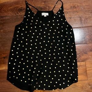 LOFT Black Camisole with Gold Dots